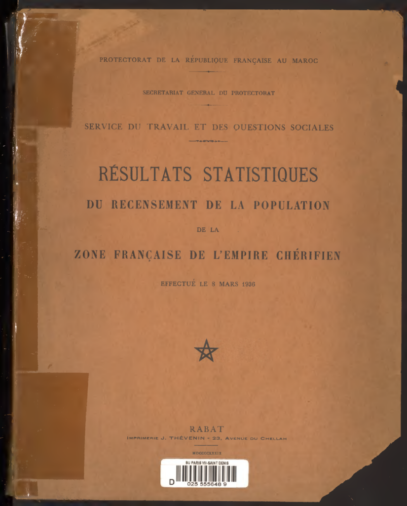 Cover of the 1936 Census in French Morocco